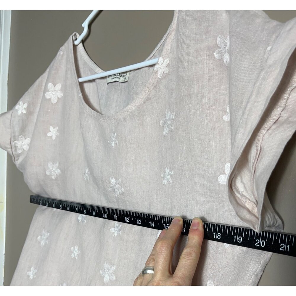 Terzo Millennio Linen Top Blush Tunic Beach Boho Coastal Embroidered Womens S - Picture 6 of 8